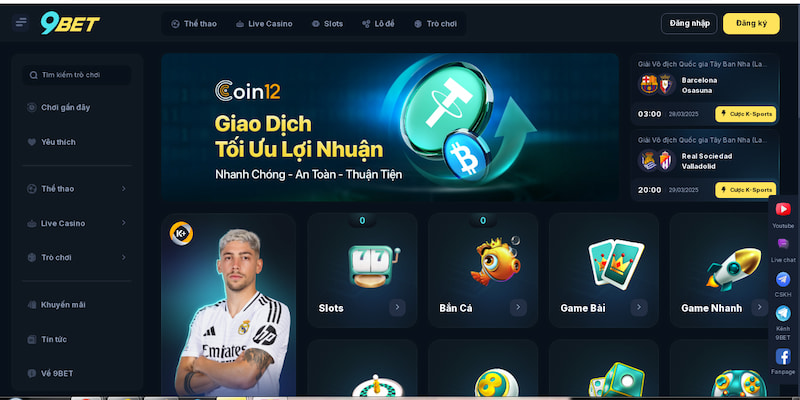 Truy cập đúng trang chủ của điểm chơi 9bet để tải App